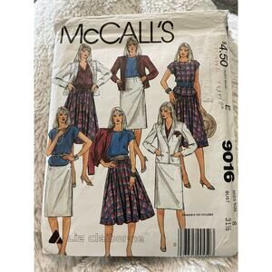 McCalls Pattern 9016, Jacket and Skirt Pattern, Liz Claiborne Wardrobe, Size 8